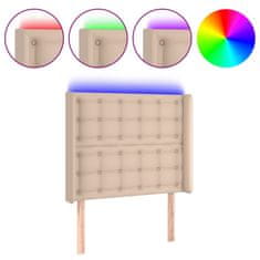 Greatstore Čelo postele s LED cappuccino 103 x 16 x 118/128 cm umělá kůže