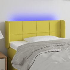 Greatstore Čelo postele s LED zelené 83 x 16 x 78/88 cm textil