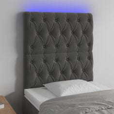 Greatstore Čelo postele s LED tmavě šedé 80x7x118/128 cm samet