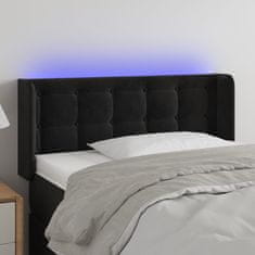 Greatstore Čelo postele s LED černé 83 x 16 x 78/88 cm samet