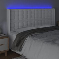 Greatstore Čelo postele s LED bílé 203 x 16 x 118/128 cm umělá kůže