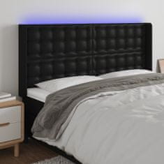 Vidaxl Čelo postele s LED černé 203 x 16 x 118/128 cm umělá kůže