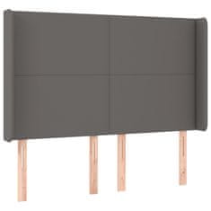 Greatstore Čelo postele s LED šedé 147 x 16 x 118/128 cm umělá kůže