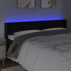 Vidaxl Čelo postele s LED černé 163 x 16 x 78/88 cm samet