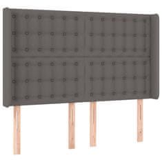 Greatstore Čelo postele s LED šedé 147 x 16 x 118/128 cm umělá kůže