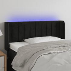 Greatstore Čelo postele s LED černé 103 x 16 x 78/88 cm samet