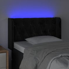 Greatstore Čelo postele s LED černé 83 x 16 x 78/88 cm samet