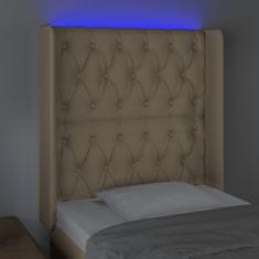 Vidaxl Čelo postele s LED krémové 83 x 16 x 118/128 cm textil