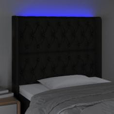 Greatstore Čelo postele s LED černé 103 x 16 x 118/128 cm textil