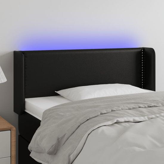 Greatstore Čelo postele s LED černé 93 x 16 x 78/88 cm umělá kůže