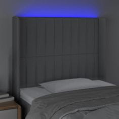 Vidaxl Čelo postele s LED světle šedé 93x16x118/128 cm textil