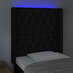 Vidaxl Čelo postele s LED černé 83 x 16 x 118/128 cm textil