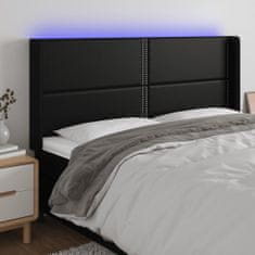 Greatstore Čelo postele s LED černé 203 x 16 x 118/128 cm umělá kůže