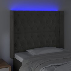 Greatstore Čelo postele s LED tmavě šedé 103 x 16 x 118/128 cm samet