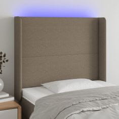 Greatstore Čelo postele s LED taupe 103 x 16 x 118/128 cm textil