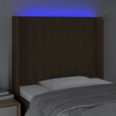 Greatstore Čelo postele s LED tmavě hnědé 83 x 16 x 118/128 cm textil