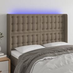 Greatstore Čelo postele s LED taupe 147 x 16 x 118/128 cm textil