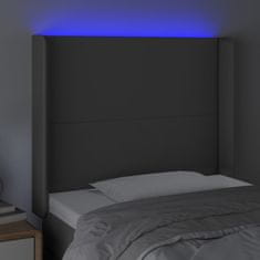 Greatstore Čelo postele s LED šedé 103 x 16 x 118/128 cm umělá kůže