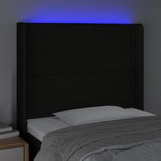 Greatstore Čelo postele s LED černé 93 x 16 x 118/128 cm textil