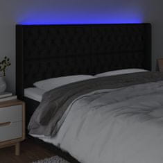 Vidaxl Čelo postele s LED černé 203 x 16 x 118/128 cm textil