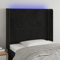 Vidaxl Čelo postele s LED černé 93 x 16 x 118/128 cm samet