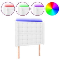 Greatstore Čelo postele s LED bílé 83 x 16 x 118/128 cm umělá kůže