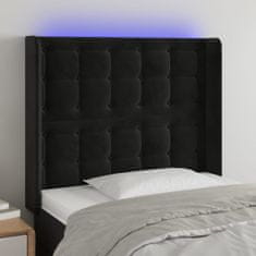 Greatstore Čelo postele s LED černé 103 x 16 x 118/128 cm samet