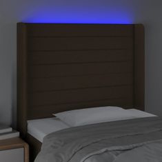 Greatstore Čelo postele s LED tmavě hnědé 83 x 16 x 118/128 cm textil