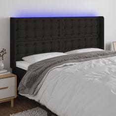 Vidaxl Čelo postele s LED černé 203 x 16 x 118/128 cm textil