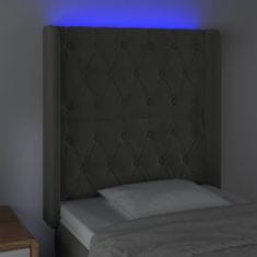 Greatstore Čelo postele s LED tmavě šedé 83 x 16 x 118/128 cm samet