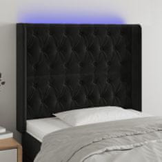 Greatstore Čelo postele s LED černé 103 x 16 x 118/128 cm samet