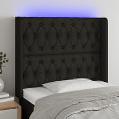 Vidaxl Čelo postele s LED černé 93 x 16 x 118/128 cm textil