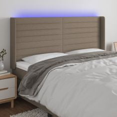 Greatstore Čelo postele s LED taupe 203 x 16 x 118/128 cm textil