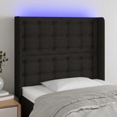 Vidaxl Čelo postele s LED černé 83 x 16 x 118/128 cm textil