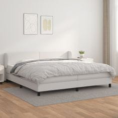 Greatstore Box spring postel s matrací bílá 200x200 cm umělá kůže