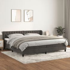 Greatstore Box spring postel s matrací tmavě šedá 200x200 cm samet