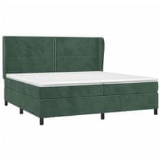 Greatstore Box spring postel s matrací tmavě zelená 200x200 cm samet