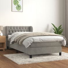 Greatstore Box spring postel s matrací světle šedá 90x200 cm samet