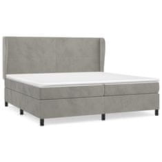 Greatstore Box spring postel s matrací světle šedá 200x200 cm samet