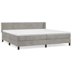 Greatstore Box spring postel s matrací světle šedá 200x200 cm samet