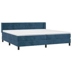 Greatstore Box spring postel s matrací tmavě modrá 200x200 cm samet