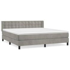 Greatstore Box spring postel s matrací světle šedá 160x200 cm samet