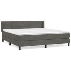 Greatstore Box spring postel s matrací tmavě šedá 160x200 cm samet