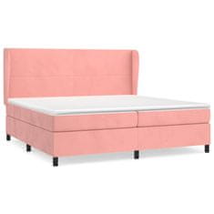 Greatstore Box spring postel s matrací růžová 200x200 cm samet