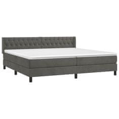 Greatstore Box spring postel s matrací tmavě šedá 200x200 cm samet