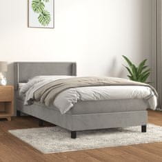 Greatstore Box spring postel s matrací světle šedá 90x200 cm samet