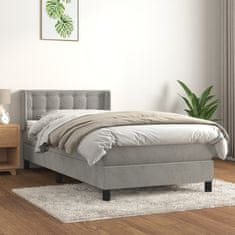 Greatstore Box spring postel s matrací světle šedá 90x200 cm samet