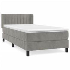 Greatstore Box spring postel s matrací světle šedá 90x200 cm samet