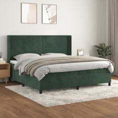 Greatstore Box spring postel s matrací tmavě zelená 200x200 cm samet