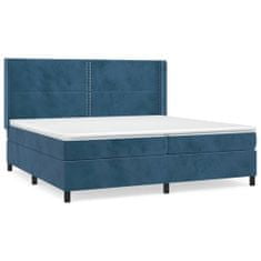 Greatstore Box spring postel s matrací tmavě modrá 200x200 cm samet